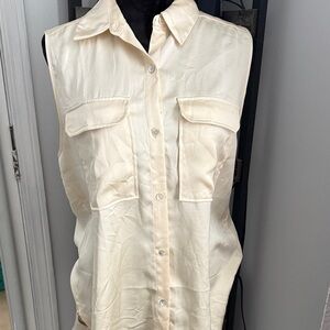 Nicole Miller Sleeveless Button-Down Shirt in Ivory